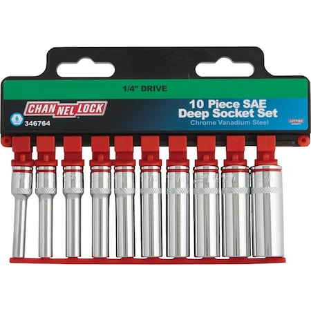 Channellock Standard 1/4 In. Drive 6-Point Deep Socket Set 10-Piece 346764